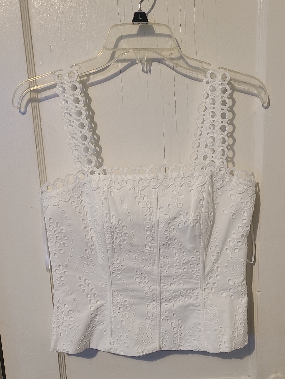 White House Black Market White Eyelet Lace Tank Top